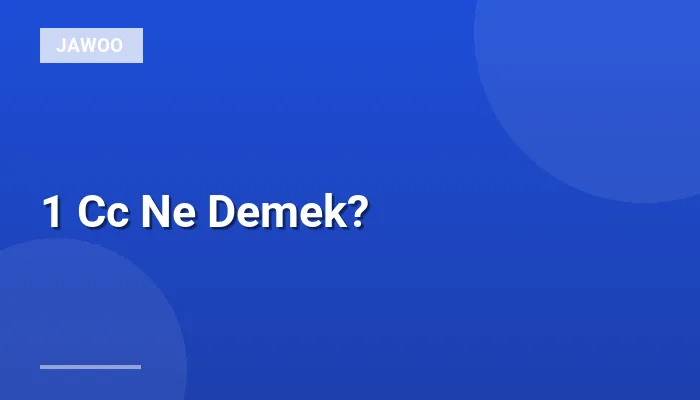 1 Cc Ne Demek?