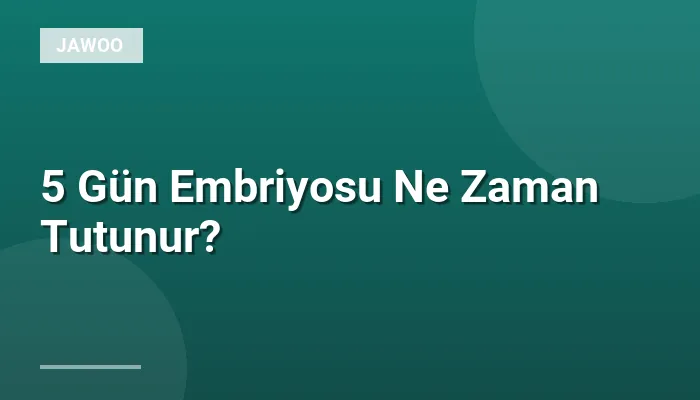5 Gün Embriyosu Ne Zaman Tutunur?