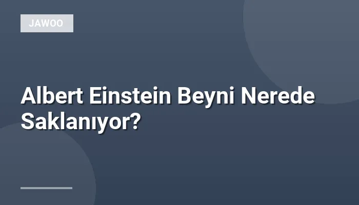 Albert Einstein Beyni Nerede Saklanıyor?