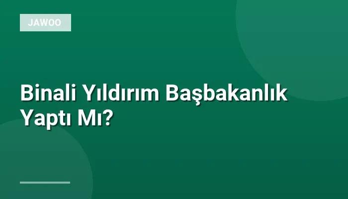 Binali Yıldırım Başbakanlık Yaptı Mı?