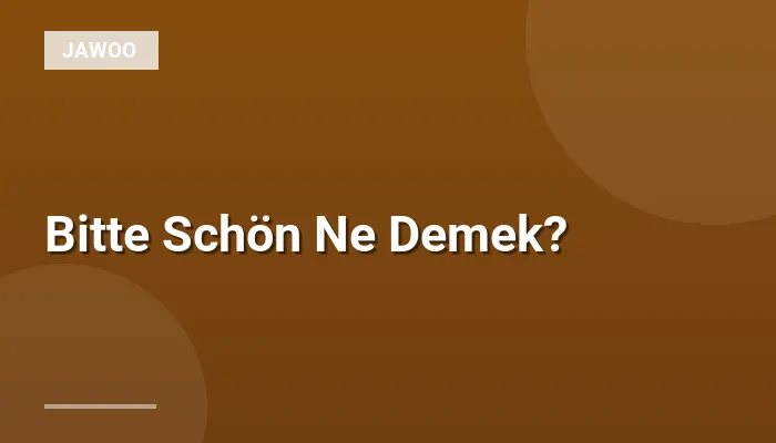 Bitte Schön Ne Demek?