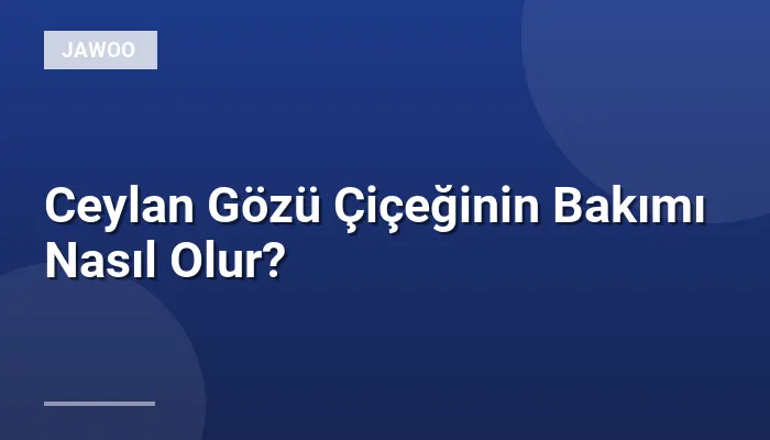 Ceylan Gözü Çiçeğinin Bakımı Nasıl Olur?