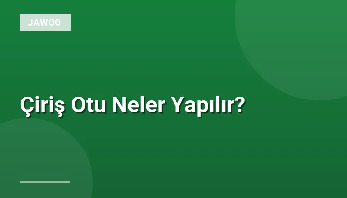 Çiriş Otu Neler Yapılır?