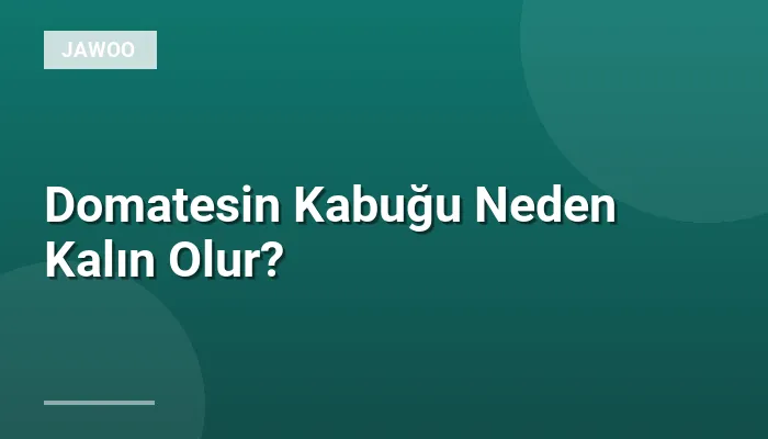 Domatesin Kabuğu Neden Kalın Olur?