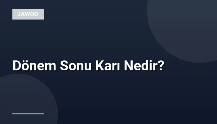 Dönem Sonu Karı Nedir?