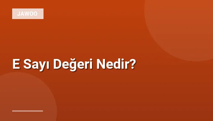E Sayı Değeri Nedir?