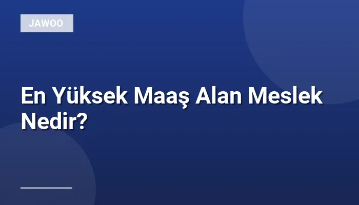En Yüksek Maaş Alan Meslek Nedir?