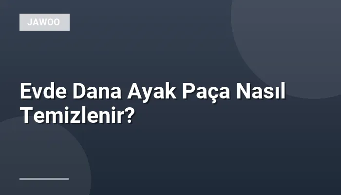 Evde Dana Ayak Paça Nasıl Temizlenir?