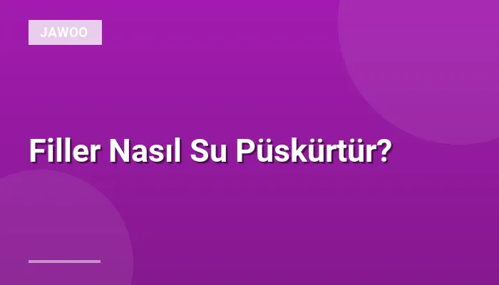 Filler Nasıl Su Püskürtür?