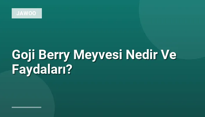 Goji Berry Meyvesi Nedir Ve Faydaları?