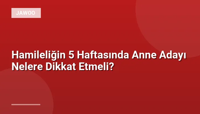 Hamileliğin 5 Haftasında Anne Adayı Nelere Dikkat Etmeli?
