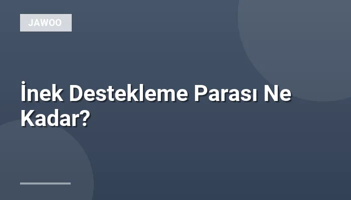 İnek Destekleme Parası Ne Kadar?