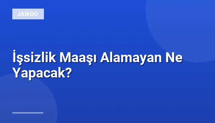 İşsizlik Maaşı Alamayan Ne Yapacak?