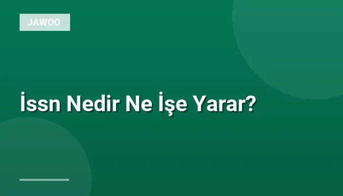 İssn Nedir Ne İşe Yarar?