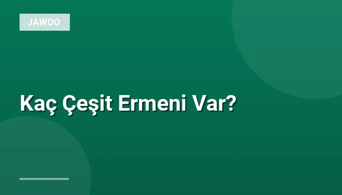 Kaç Çeşit Ermeni Var?