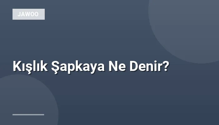 Kışlık Şapkaya Ne Denir?