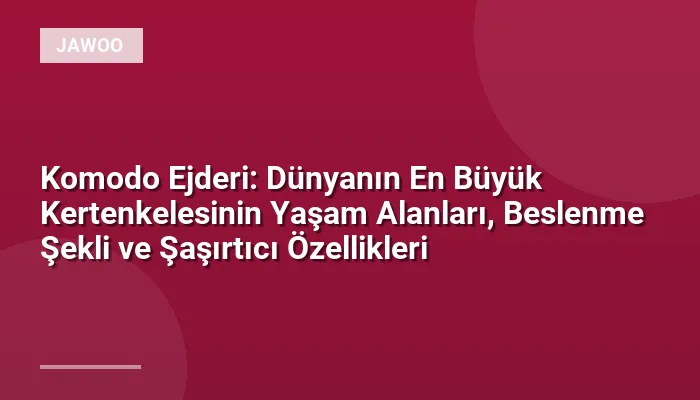 Komodo Ejderi: Dünyanın En Büyük Kertenkelesinin Yaşam Alanları, Beslenme Şekli ve Şaşırtıcı Özellikleri