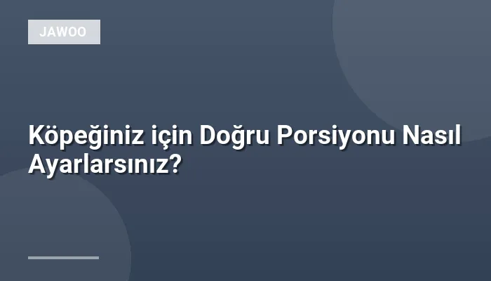 Köpeğiniz için Doğru Porsiyonu Nasıl Ayarlarsınız?