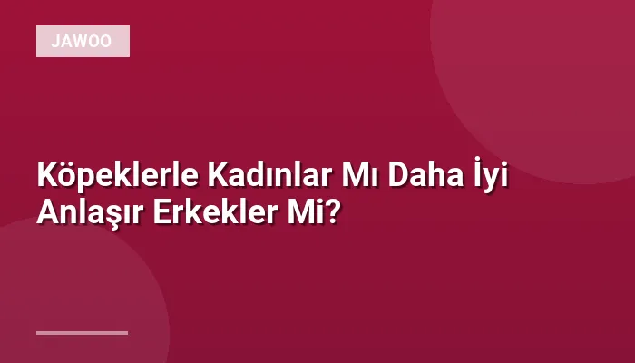 Köpeklerle Kadınlar Mı Daha İyi Anlaşır Erkekler Mi?