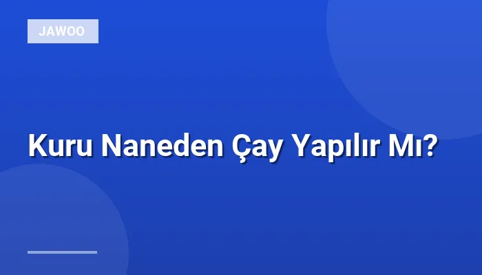 Kuru Naneden Çay Yapılır Mı?