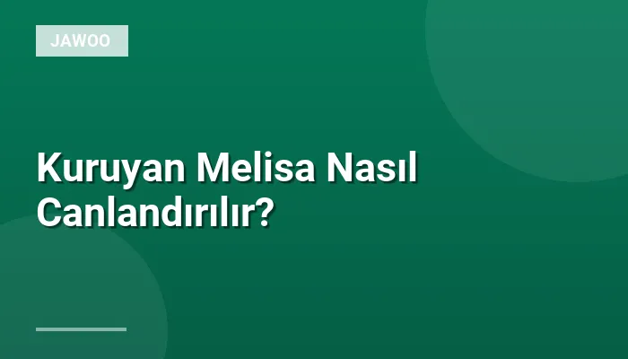 Kuruyan Melisa Nasıl Canlandırılır?