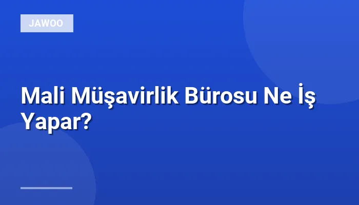 Mali Müşavirlik Bürosu Ne İş Yapar?