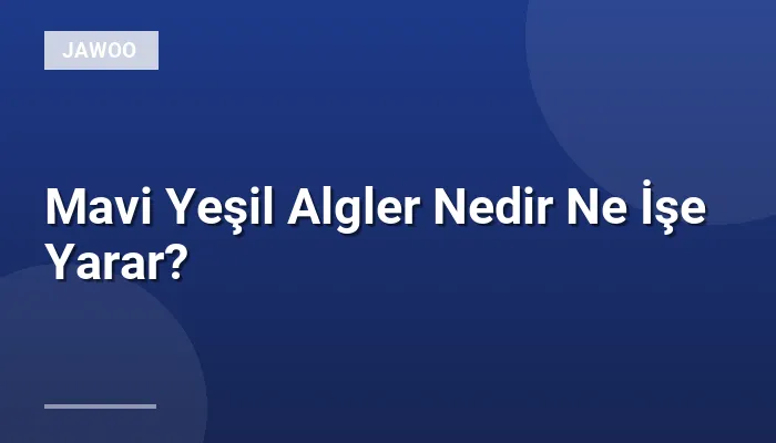 Mavi Yeşil Algler Nedir Ne İşe Yarar?