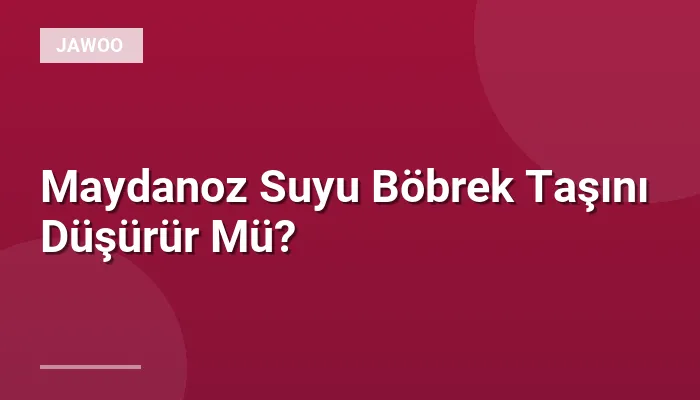 Maydanoz Suyu Böbrek Taşını Düşürür Mü?