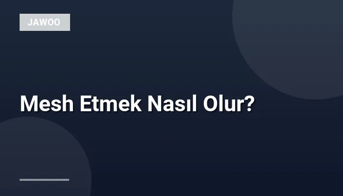 Mesh Etmek Nasıl Olur?
