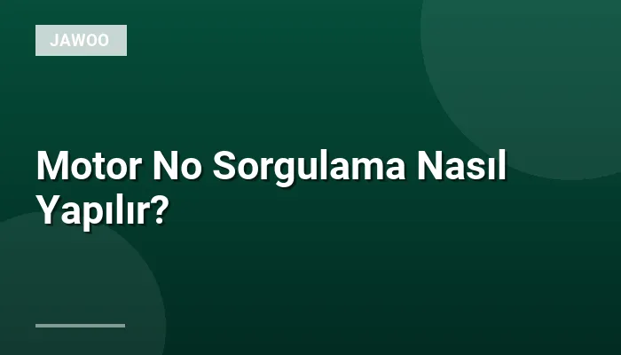 Motor No Sorgulama Nasıl Yapılır?