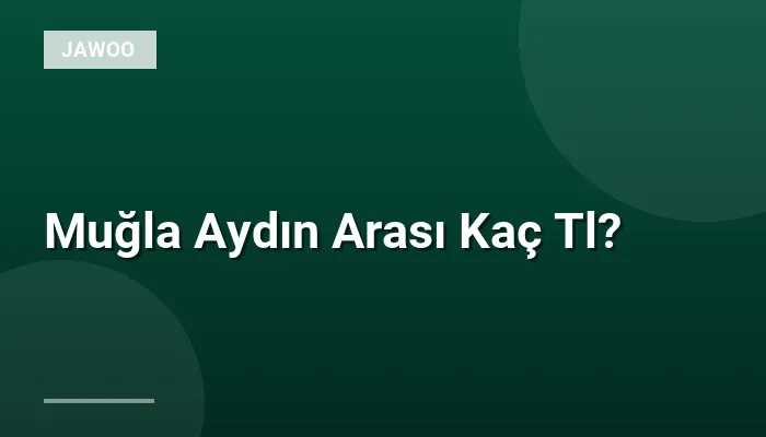 Muğla Aydın Arası Kaç Tl?