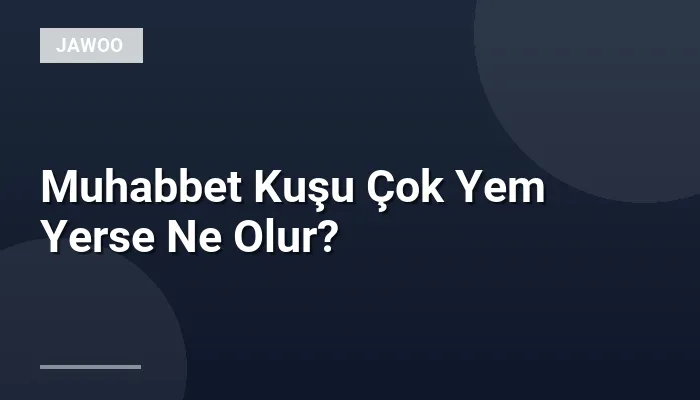 Muhabbet Kuşu Çok Yem Yerse Ne Olur?