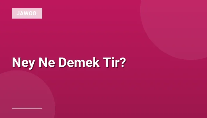 Ney Ne Demek Tir?
