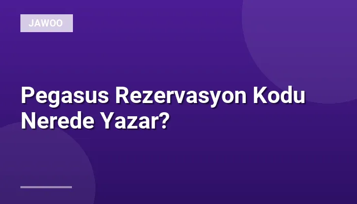 Pegasus Rezervasyon Kodu Nerede Yazar?