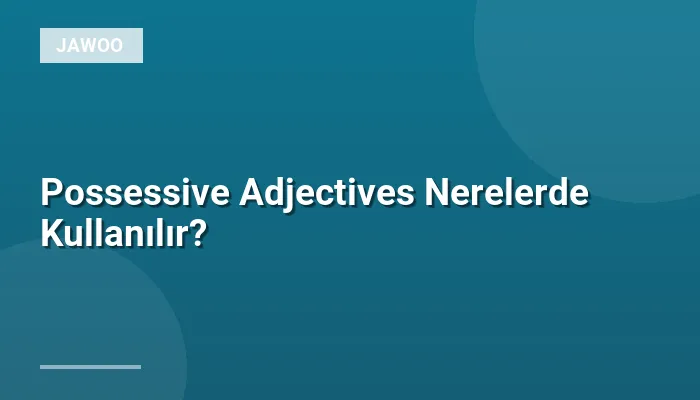 Possessive Adjectives Nerelerde Kullanılır?