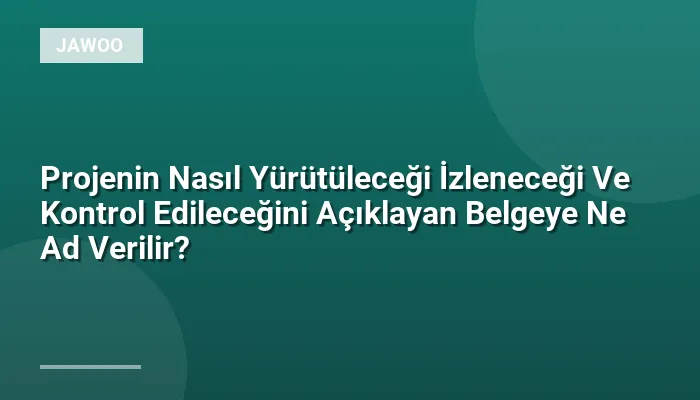Projenin Nasıl Yürütüleceği İzleneceği Ve Kontrol Edileceğini Açıklayan Belgeye Ne Ad Verilir?