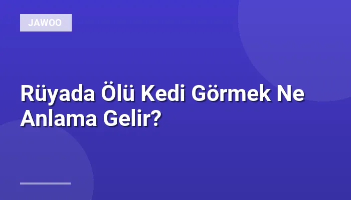 Rüyada Ölü Kedi Görmek Ne Anlama Gelir?
