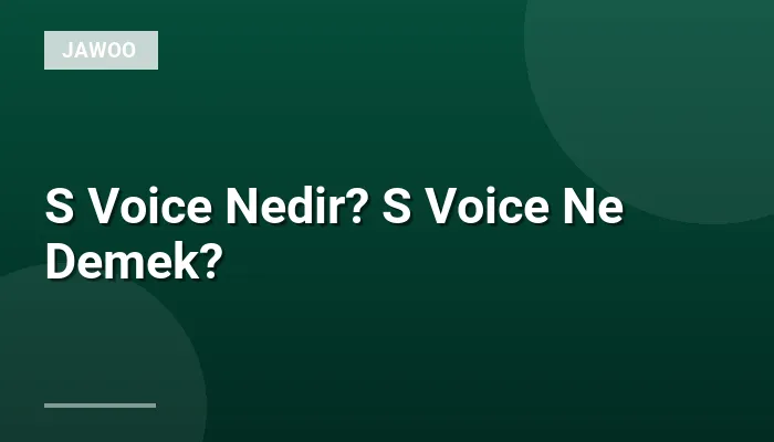 S Voice Nedir? S Voice Ne Demek?