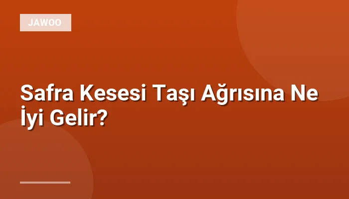 Safra Kesesi Taşı Ağrısına Ne İyi Gelir?