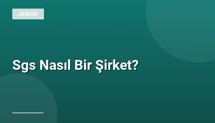 Sgs Nasıl Bir Şirket?