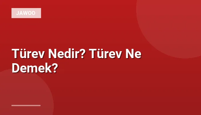 Türev Nedir? Türev Ne Demek?
