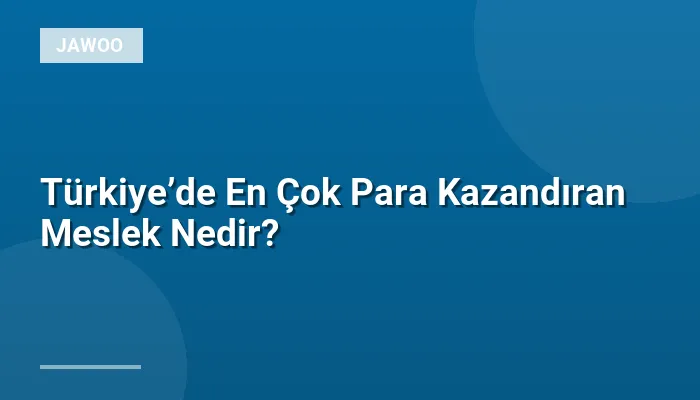 Türkiye’de En Çok Para Kazandıran Meslek Nedir?
