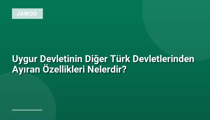 Uygur Devletinin Diğer Türk Devletlerinden Ayıran Özellikleri Nelerdir?