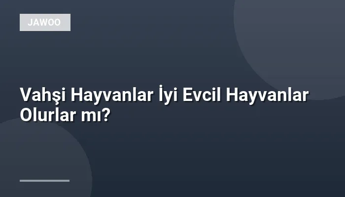Vahşi Hayvanlar İyi Evcil Hayvanlar Olurlar mı?