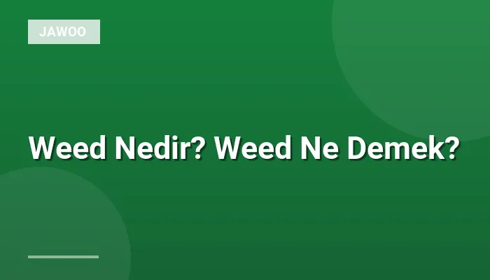 Weed Nedir? Weed Ne Demek?