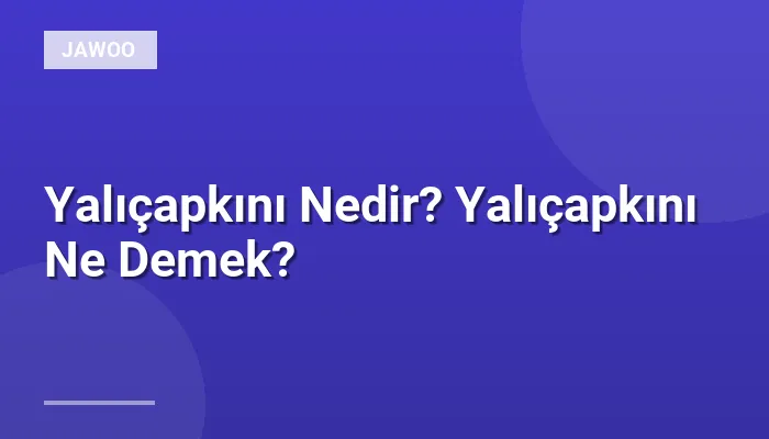 Yalıçapkını Nedir? Yalıçapkını Ne Demek?
